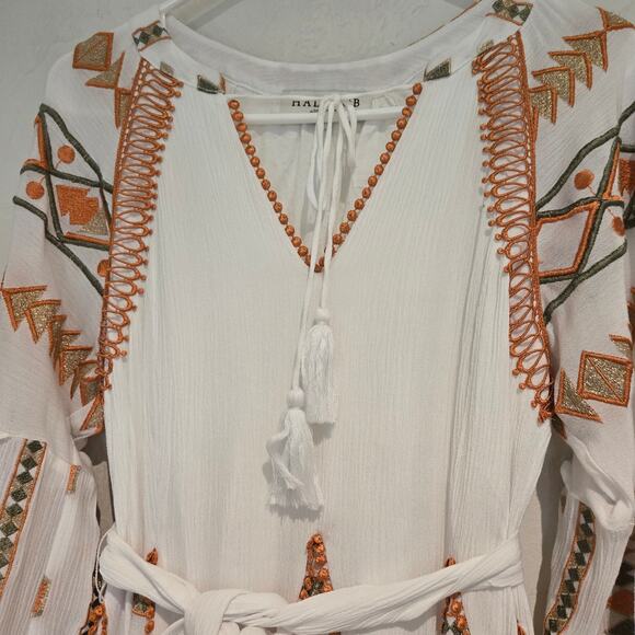 Hale Bob Ravin Embroidered Balloon Sleeve Aztez Tribal Print Mini Dress, Sz S - Picture 6 of 13